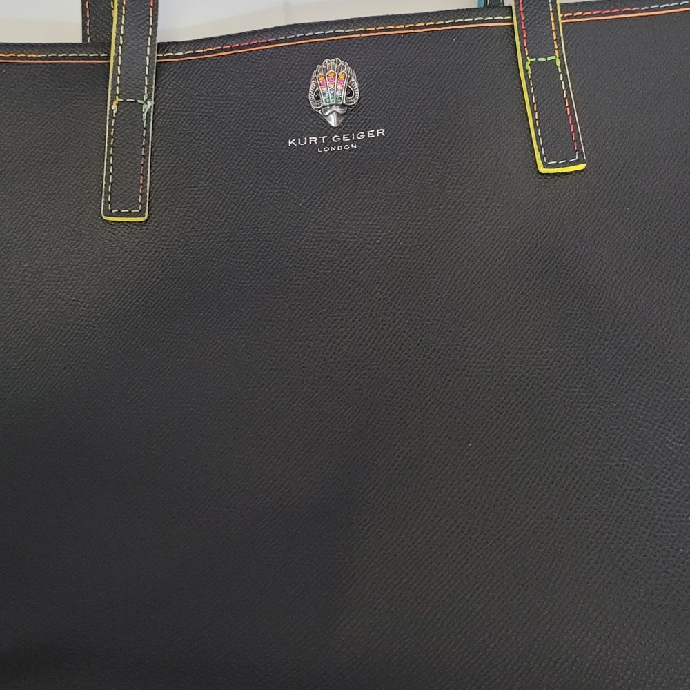 Kurt Geiger Black Colorful Stitch Richmond Tote - Picture 4 of 5